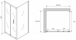 Душевой уголок ABBER Sonnenstrand 90x80см чёрный AG07090B-S80B